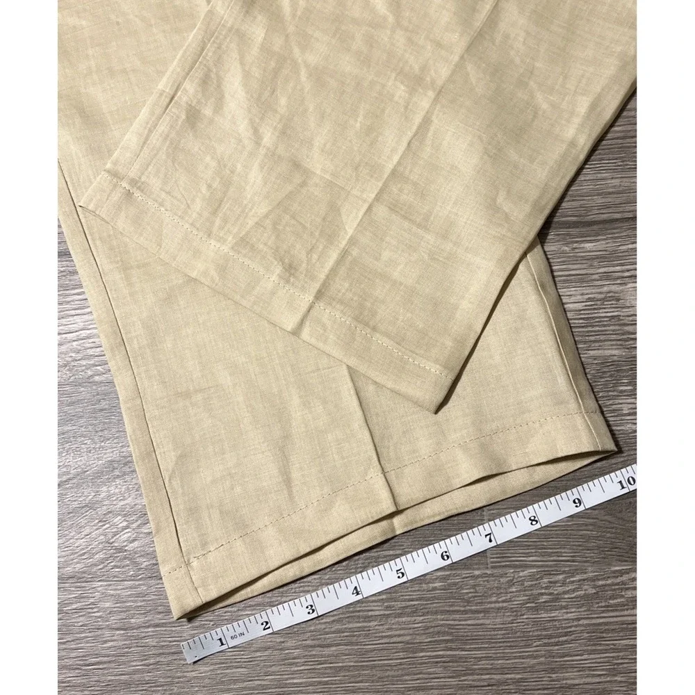 Godbody Collection Men's 100% Linen Straight Leg Pants in Beige Size 36x29